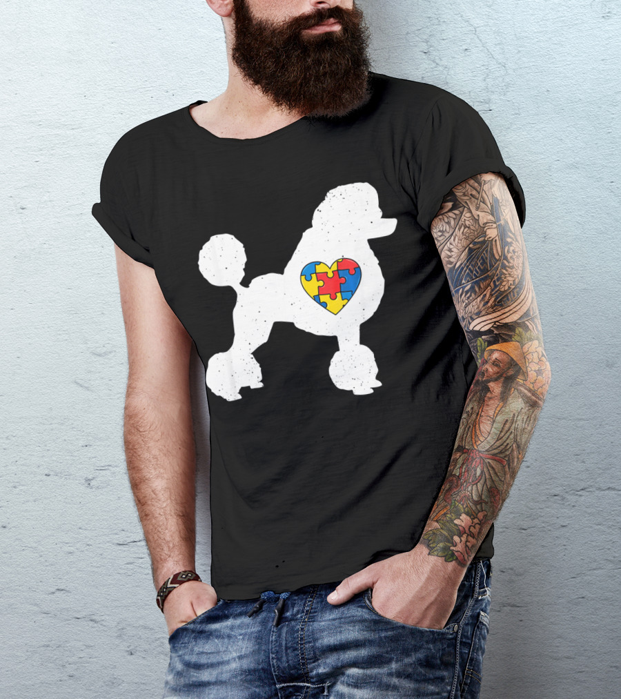 Poodle With Puzzle Heart Autism Awareness Day T-Shirt