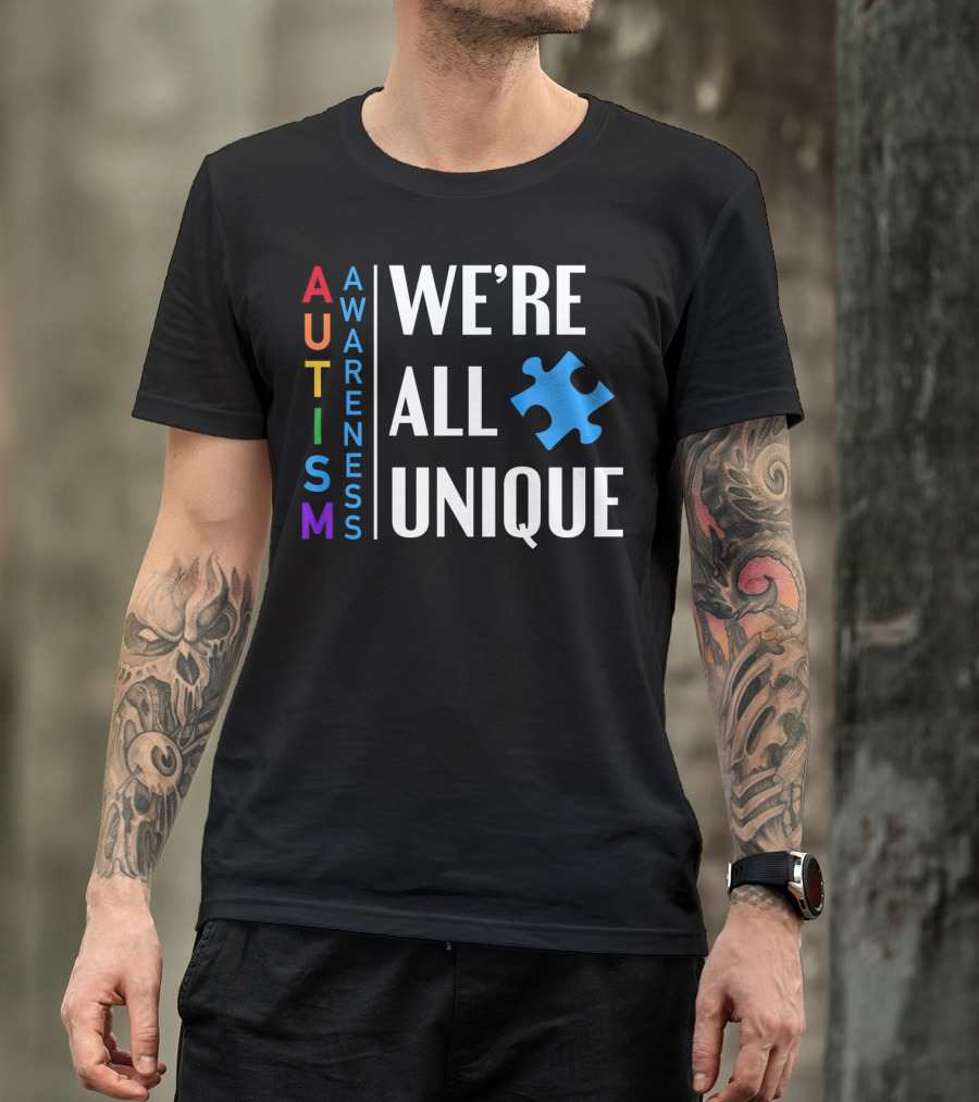 Autism Awareness We're All Unique Puzzle Piece T-Shirt
