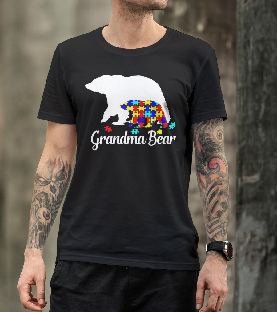 Grandma Bear Puzzle Autism Awareness Iconic T-Shirt