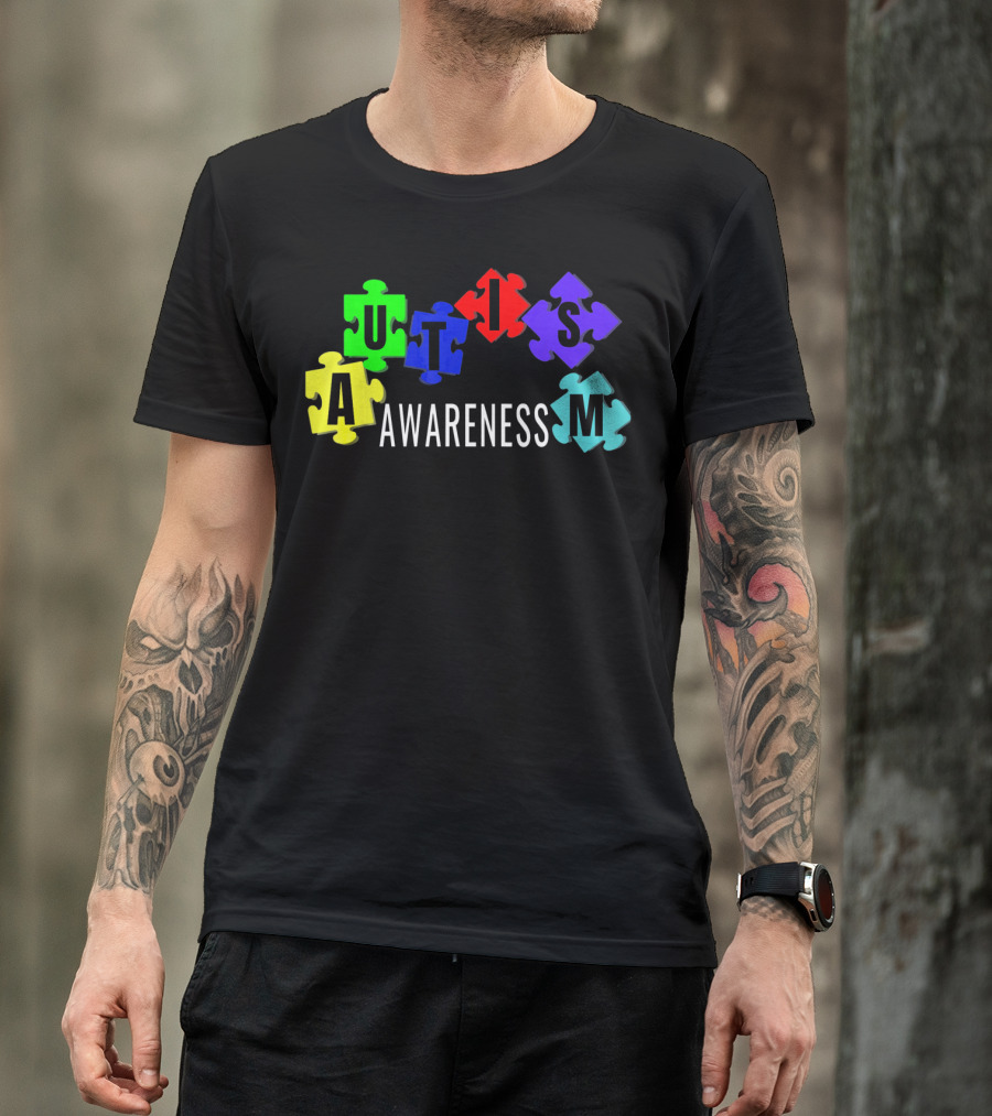 Autism Awareness Colorful Puzzle Pieces T-Shirt