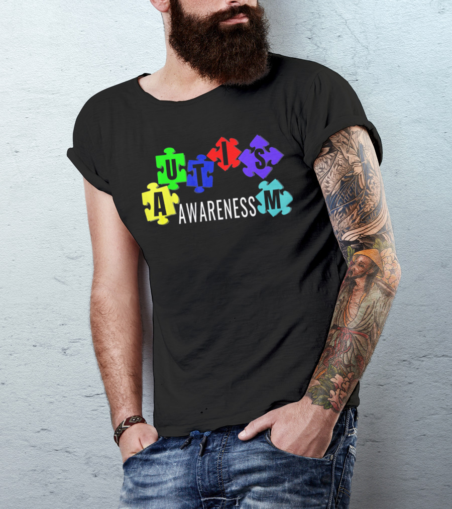 Autism Awareness Colorful Puzzle Pieces T-Shirt