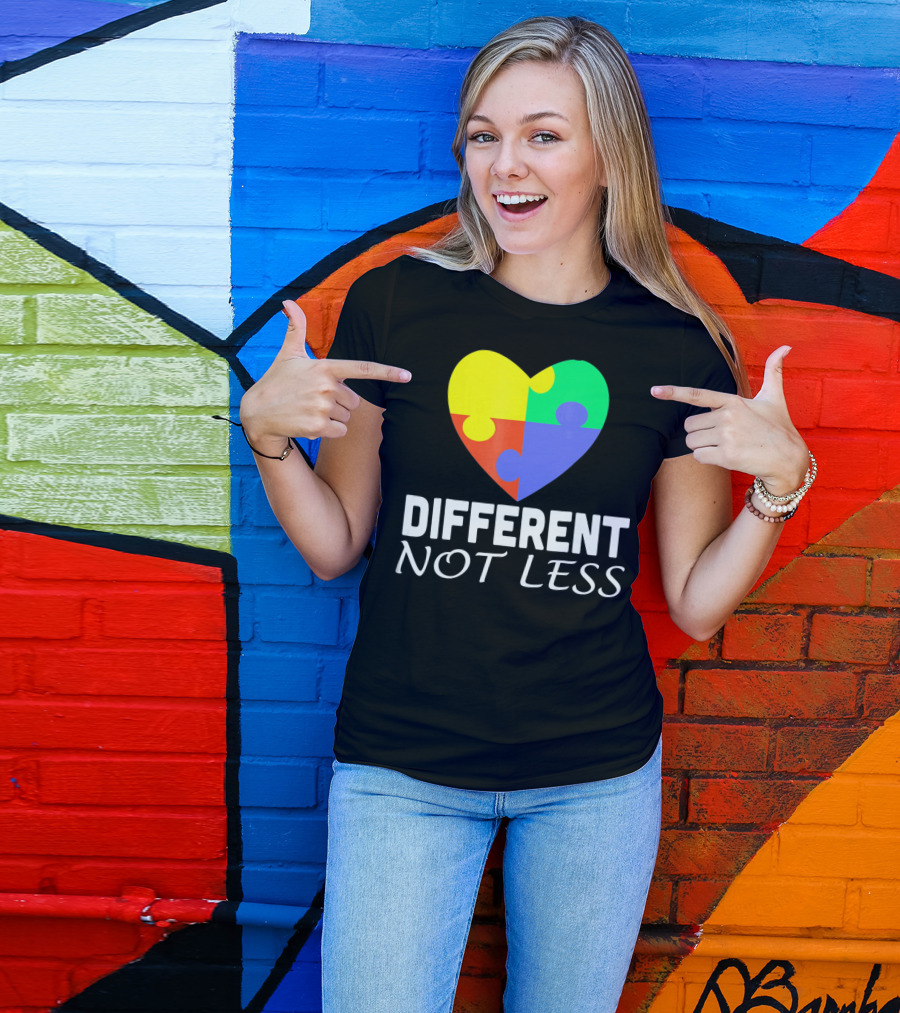 Different Not Less Autism Puzzle Piece Awareness T-Shirt