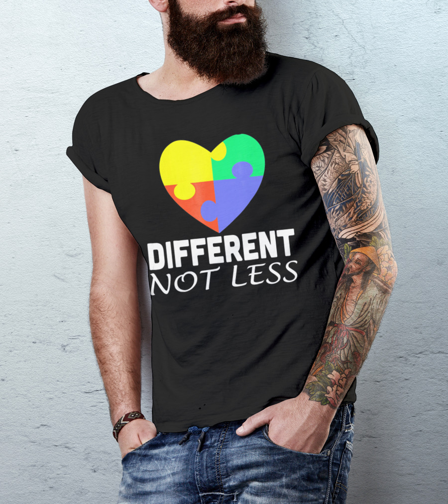 Different Not Less Autism Puzzle Piece Awareness T-Shirt