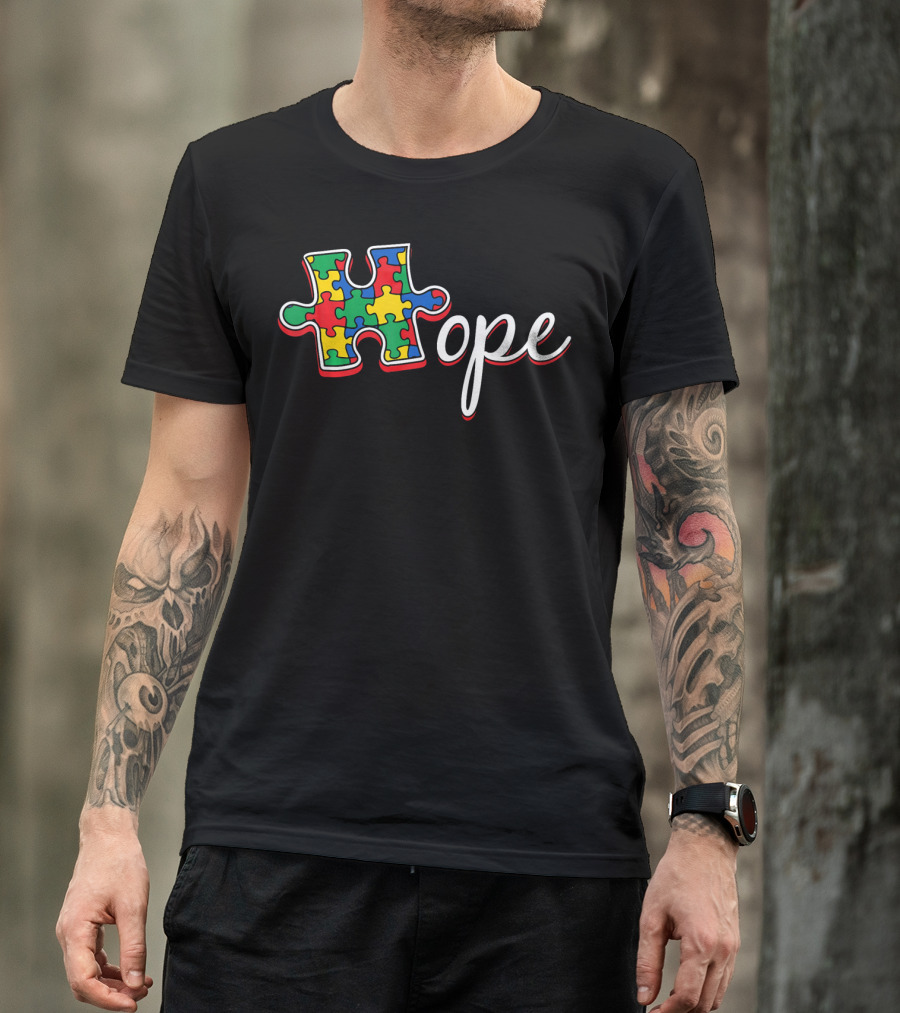Autism Awareness Day Hope Puzzle Piece T-Shirt