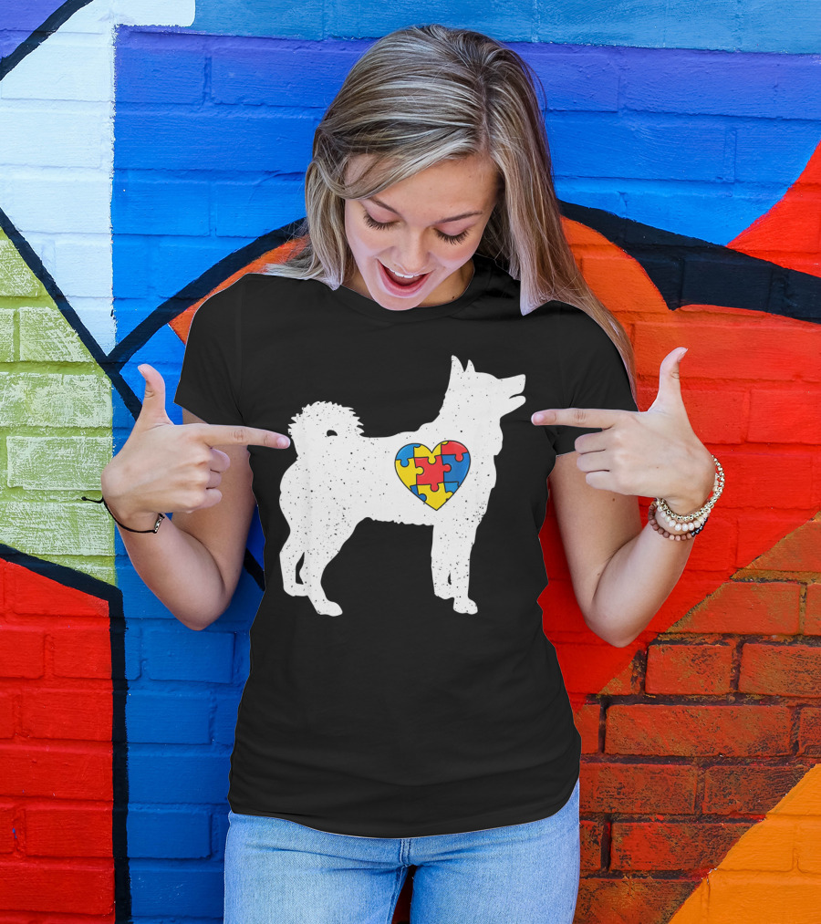 Husky Autism Awareness Puzzle Heart T-Shirt