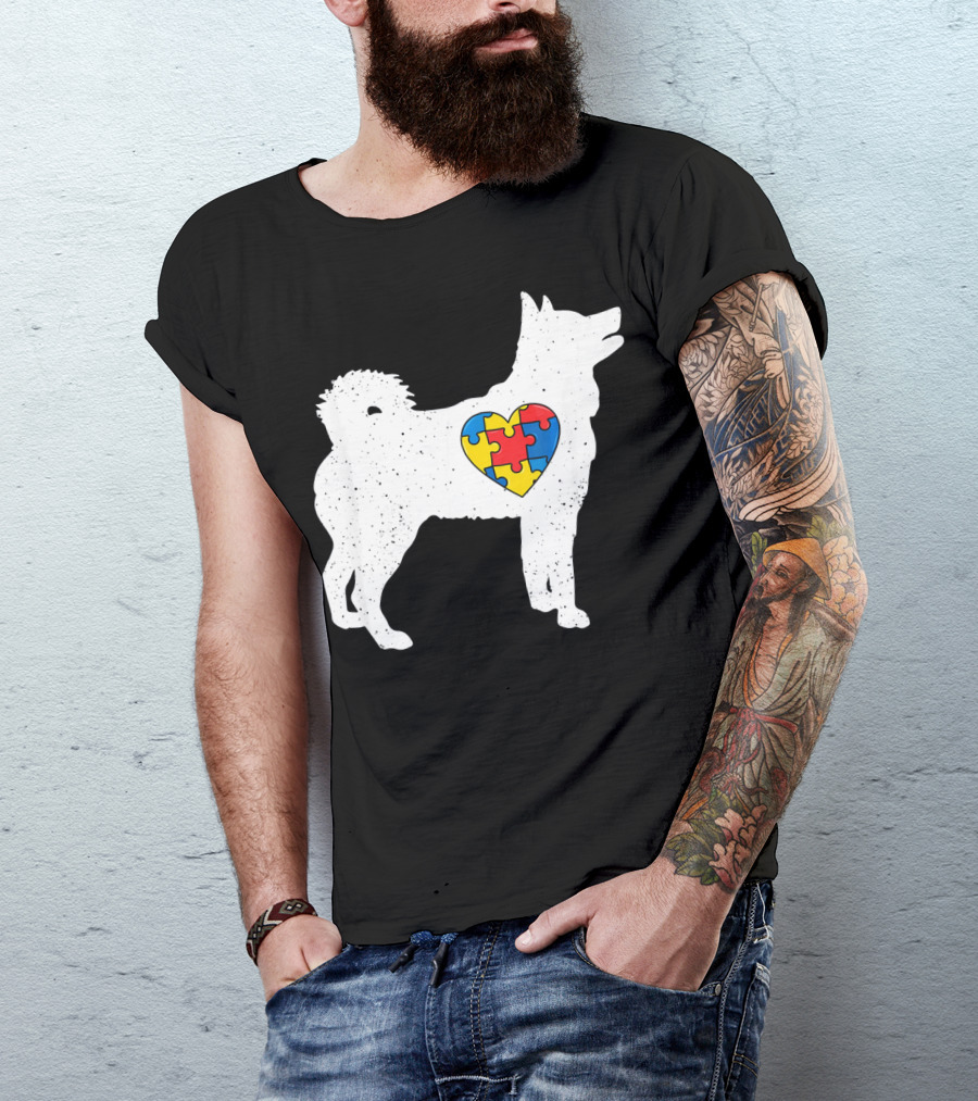 Husky Autism Awareness Puzzle Heart T-Shirt