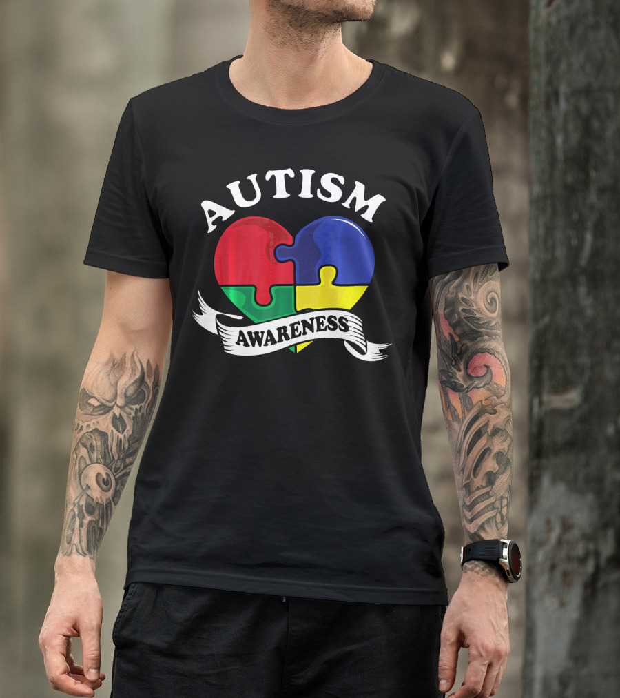 AUTISM AWARENESS HEART PUZZLE PIECE T-Shirt