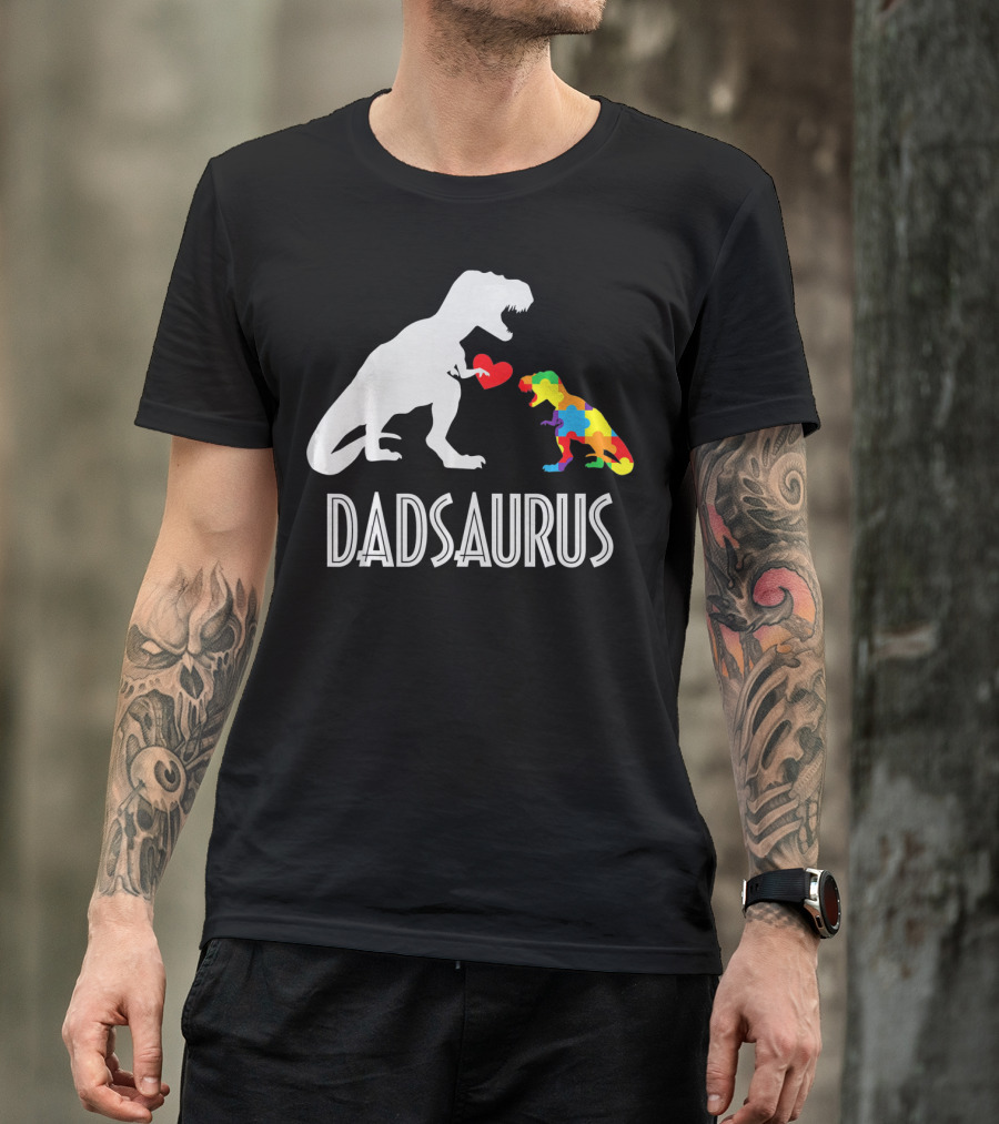 Dadsaurus Dinosaur Family Kids Autism Awareness T-Shirt