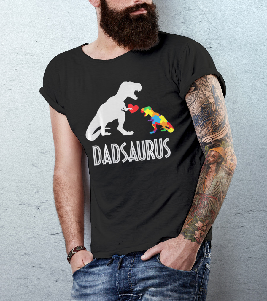 Dadsaurus Dinosaur Family Kids Autism Awareness T-Shirt