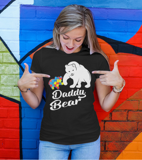 Daddy Bear Autism Puzzle Heart T-Shirt
