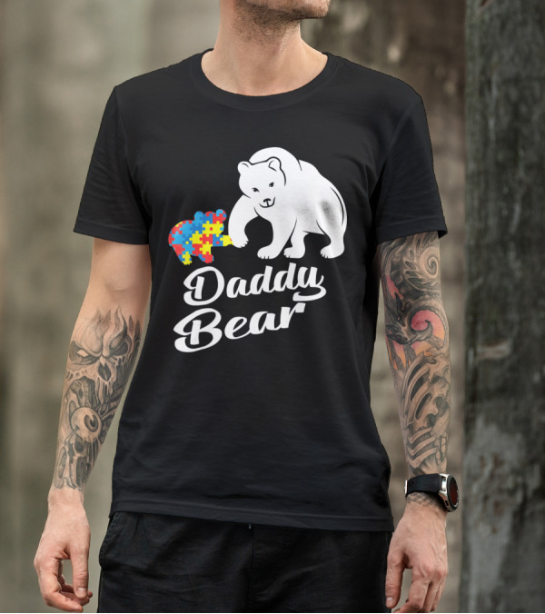 Daddy Bear Autism Puzzle Heart T-Shirt