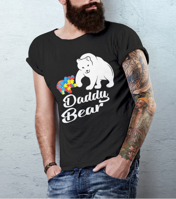 Daddy Bear Autism Puzzle Heart T-Shirt