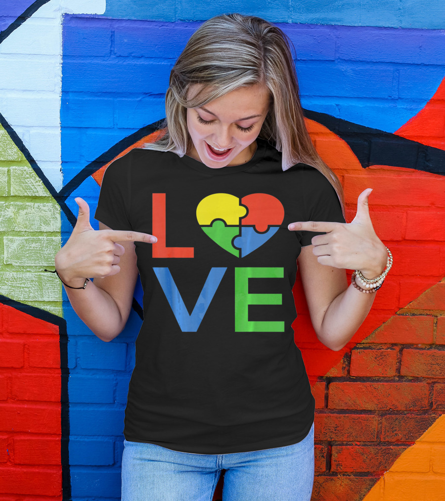 LOVE Heart Puzzle Autism Awareness Autistic T-Shirt
