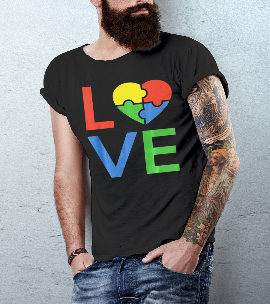 LOVE Heart Puzzle Autism Awareness Autistic T-Shirt