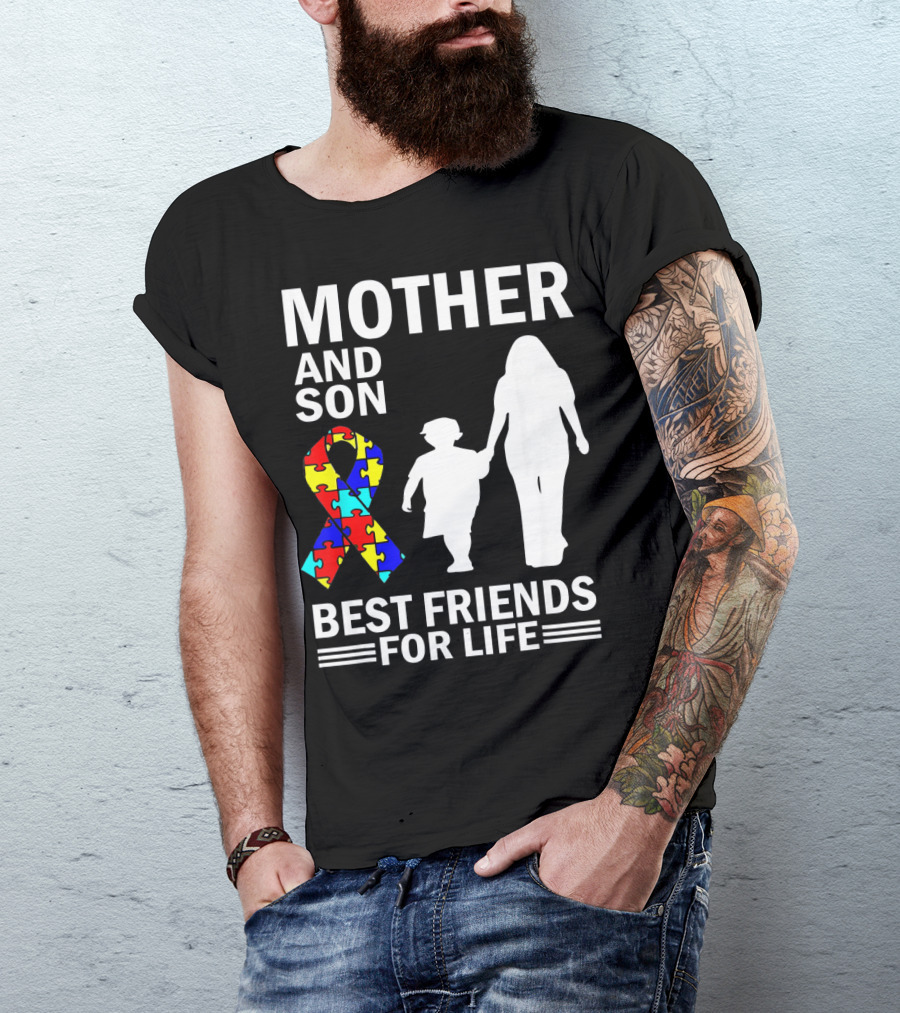 Mother And Son Autism Awareness Best Friends For Life Puzzle T-Shirt