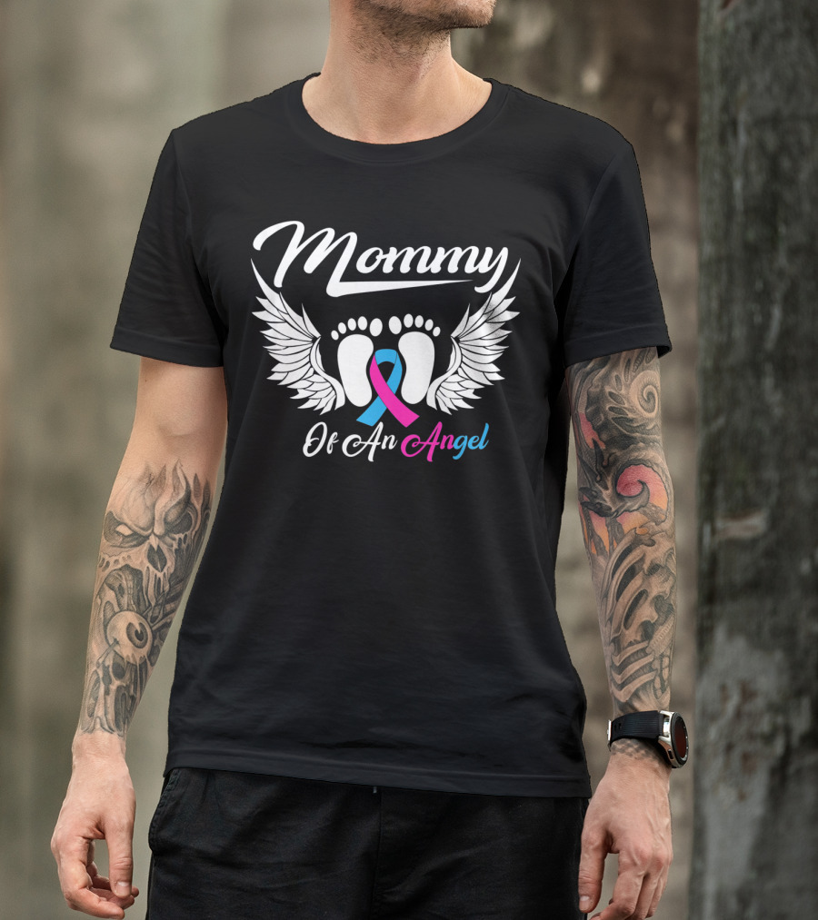 Mommy Of An Angel Miscarriage Awareness Footprints And Wings T-Shirt