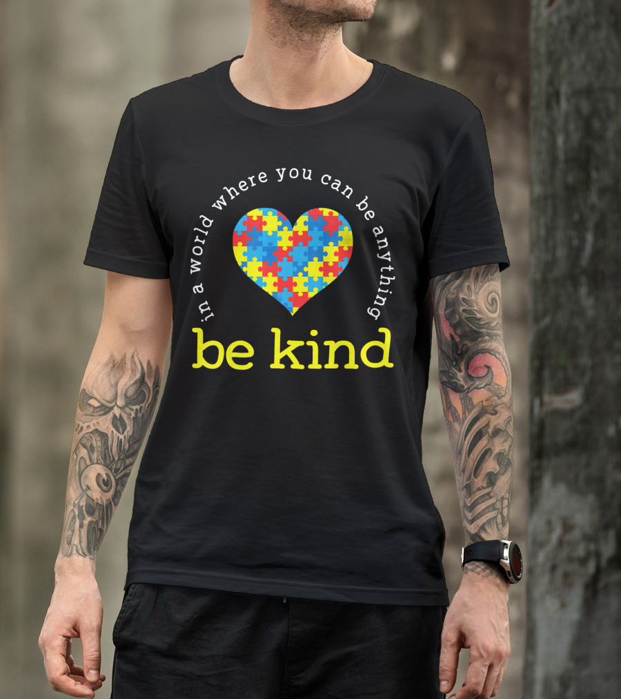 Be Kind Heart Puzzle Autism Awareness T-Shirt