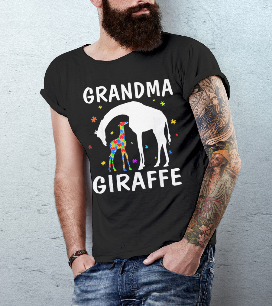 Grandma Giraffe Autism Awareness T-Shirt