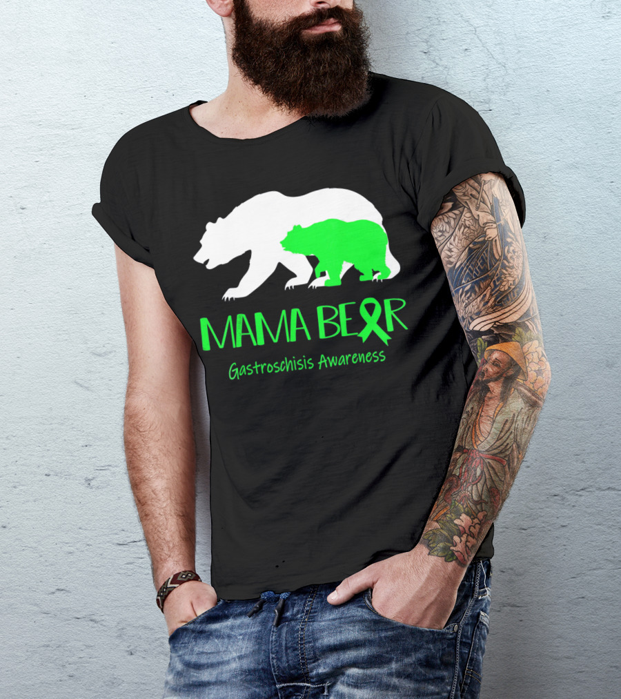 Mama Bear Gastroschisis Awareness Ribbon Symbol Bears T-Shirt