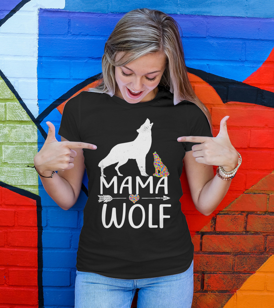 Mama Wolf Autism Awareness Autis T-Shirt