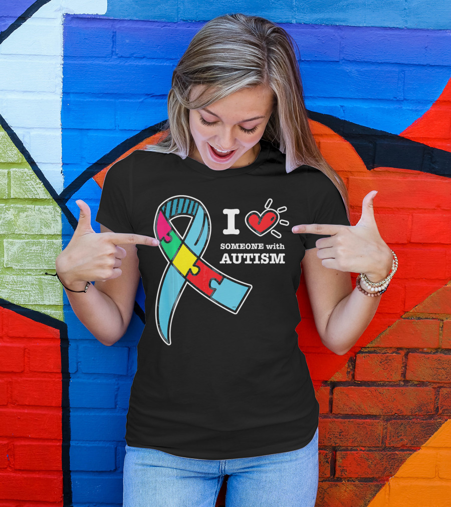 Autism Awareness I Love Someone With Autism Puzzle T-Shirt