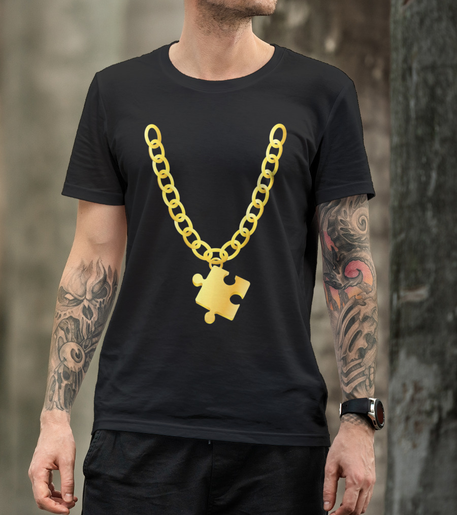 Original Autism Awareness Gold Puzzle Necklace T-Shirt
