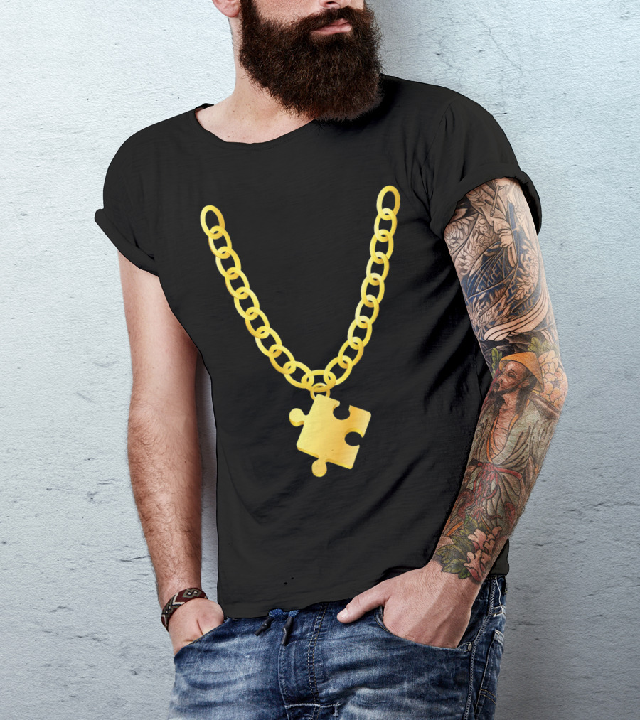 Original Autism Awareness Gold Puzzle Necklace T-Shirt