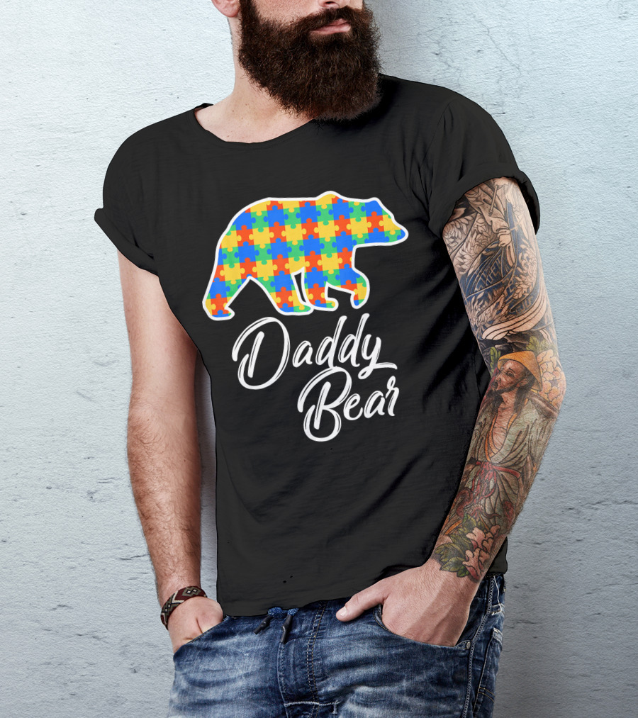 Daddy Bear Autism Puzzle Awareness T-Shirt