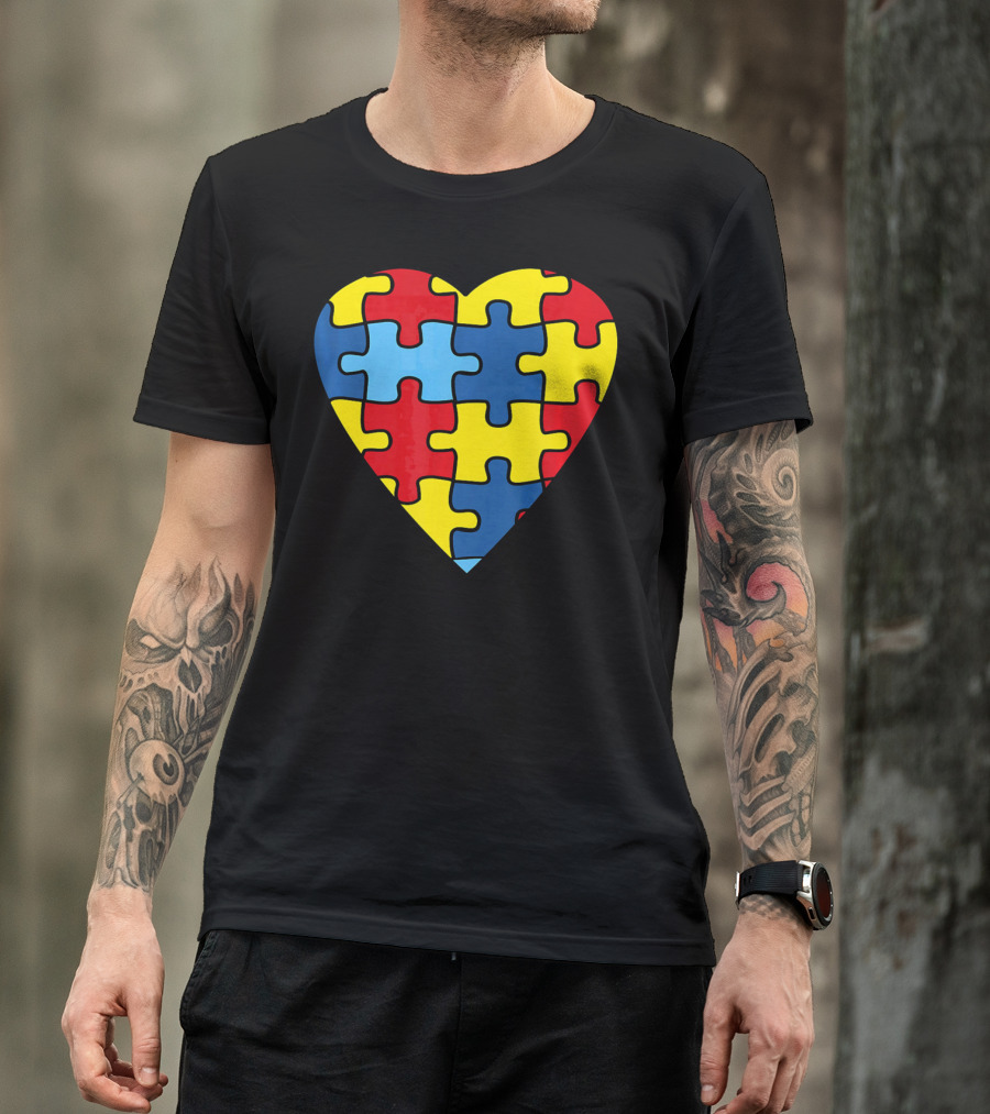 No Words Just Love Puzzle Heart Autism Awareness T-Shirt