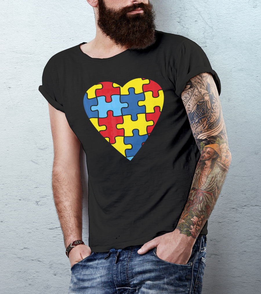 No Words Just Love Puzzle Heart Autism Awareness T-Shirt