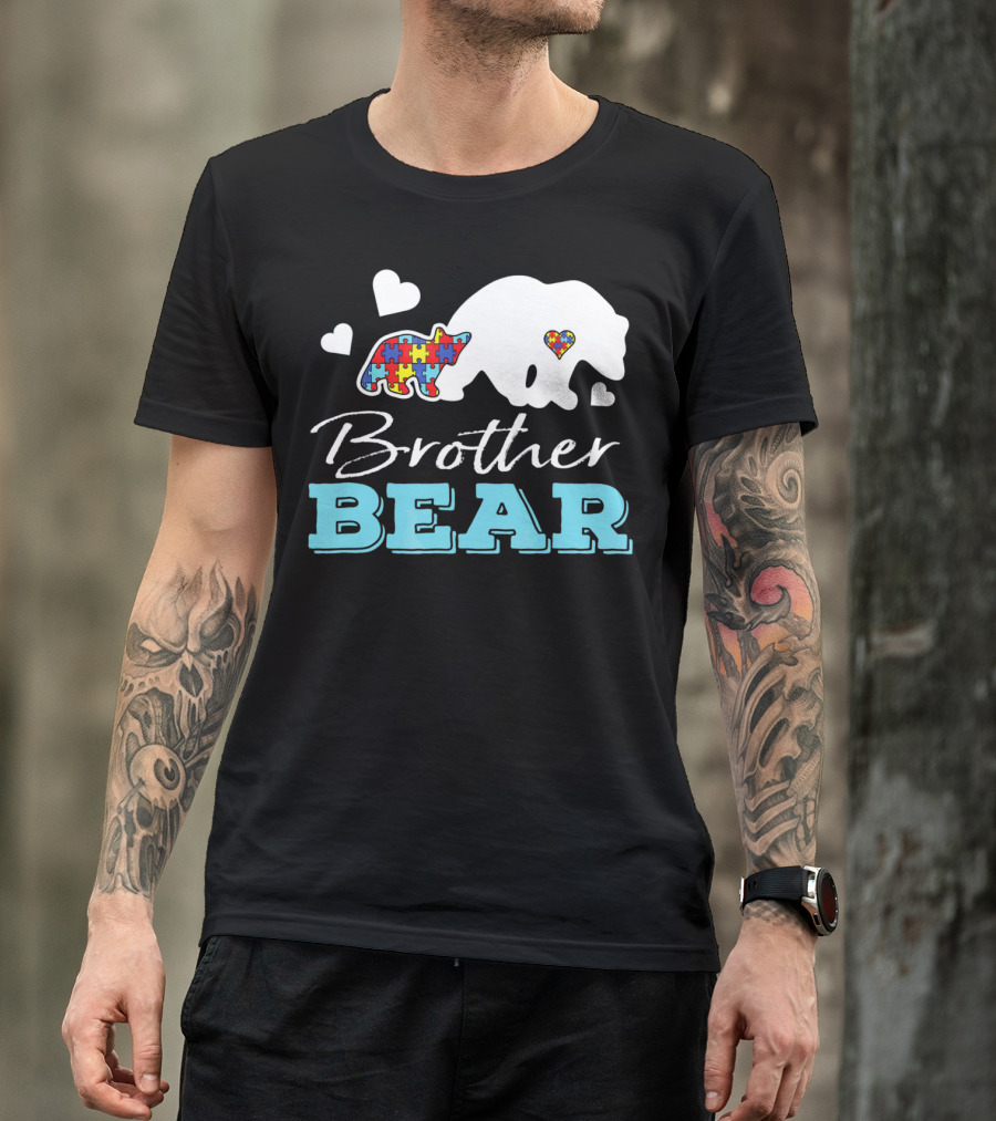 Brother Bear Puzzle Heart Autism Awareness T-Shirt