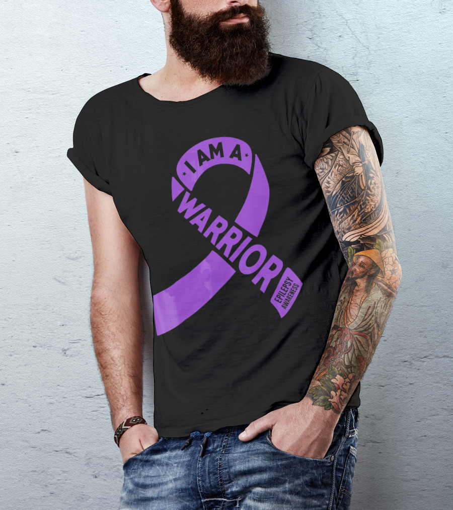 I Am A Warrior Purple Ribbon Epilepsy Awareness T-Shirt
