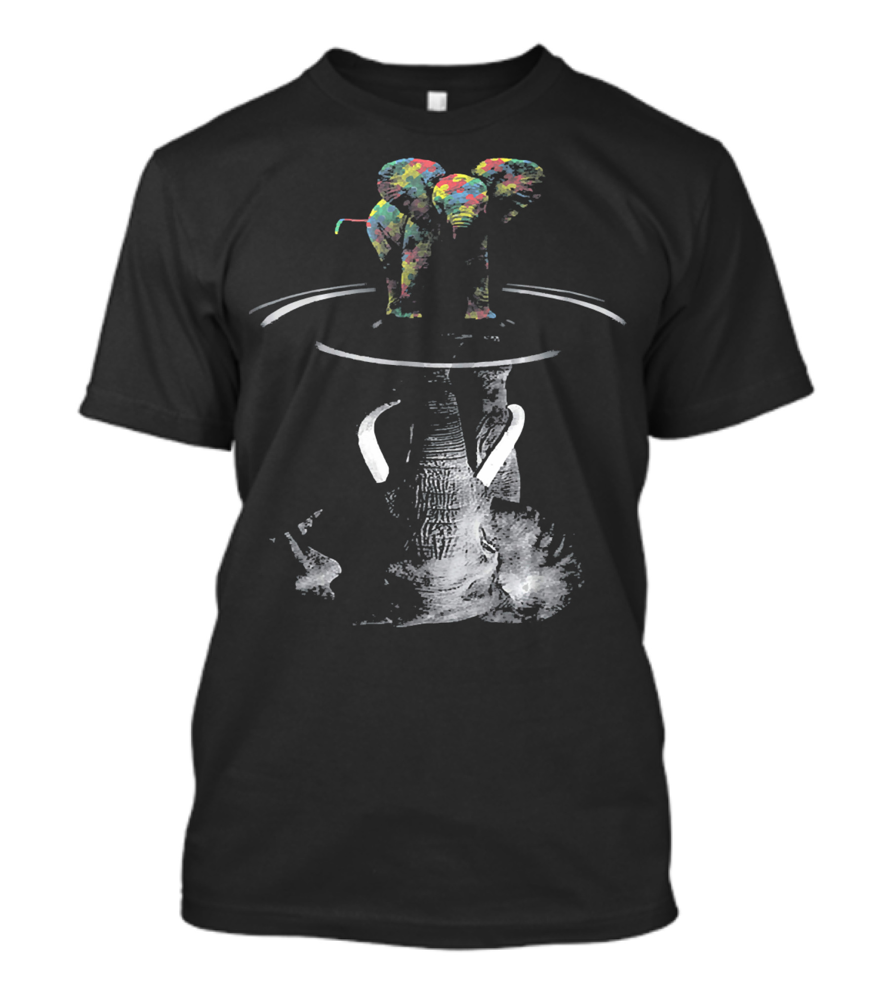 Elephant Autism Awareness Colorful Puzzle T-Shirt