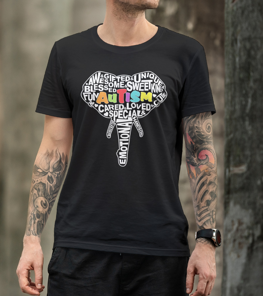 Autism Gifted Awesome Unique Emotional Elephant Face T-Shirt