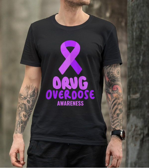 Drug Overdose Awareness Purple Ribbon Awareness T-Shirt