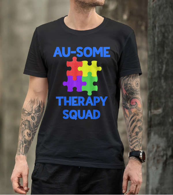 AU-SOME Therapy Squad Autism Awareness Puzzle Pieces T-Shirt