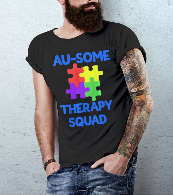 AU-SOME Therapy Squad Autism Awareness Puzzle Pieces T-Shirt