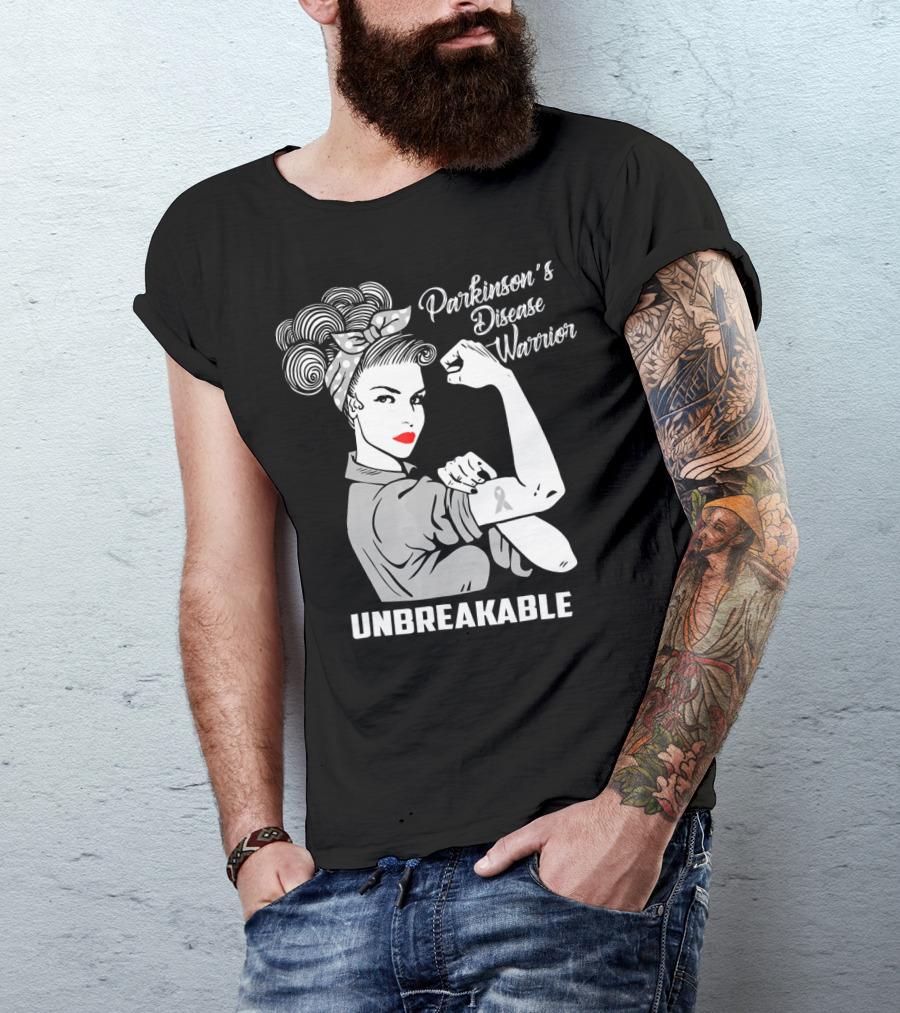 Parkinson's Disease Warrior Unbreakable Rosie The Riveter T-Shirt