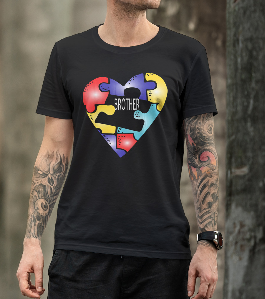 Brother Puzzle Heart Autism Awareness T-Shirt