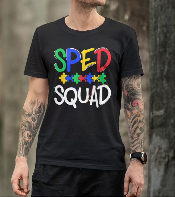 SPED Squad Autism Awareness Puzzle Piece Colors T-Shirt
