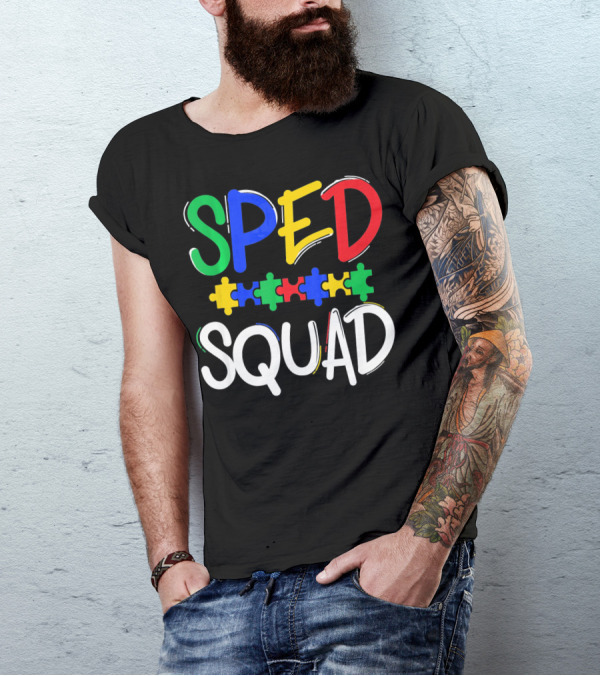SPED Squad Autism Awareness Puzzle Piece Colors T-Shirt