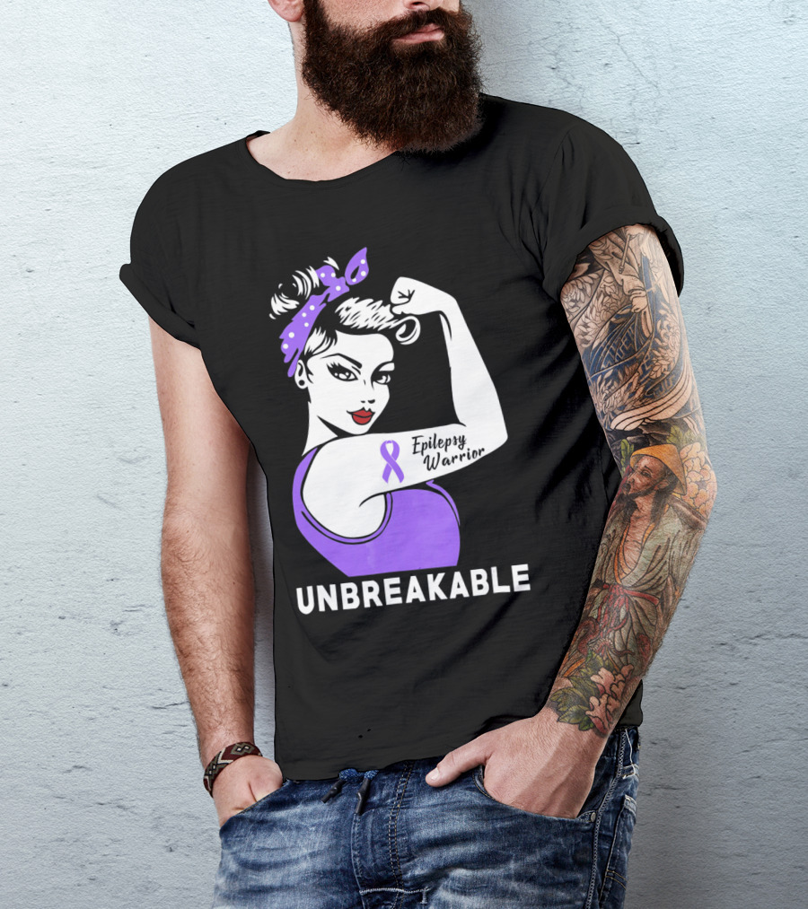 Epilepsy Warrior Unbreakable With Purple T-Shirt