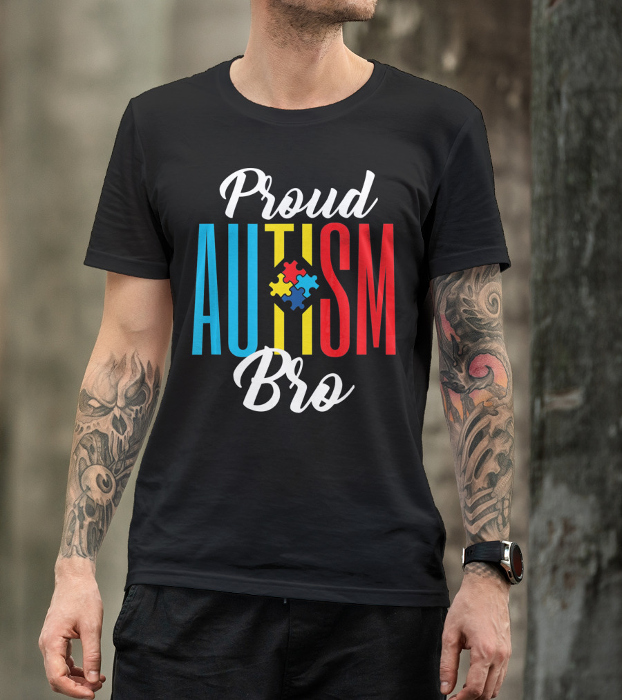 Proud Bro Autism Awareness Puzzle Piece T-Shirt