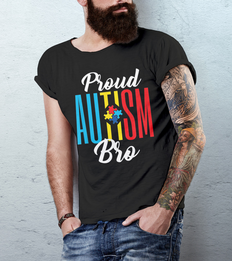 Proud Bro Autism Awareness Puzzle Piece T-Shirt