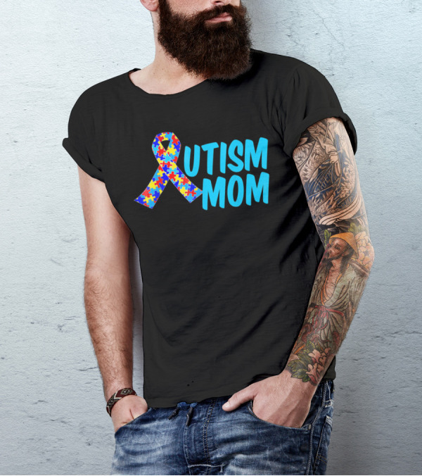 Autism Mom Puzzle Ribbon Awareness T-Shirt