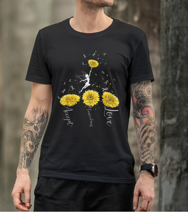 Accept Understand Love Sunflower Autism Awareness Fairy T-Shirt