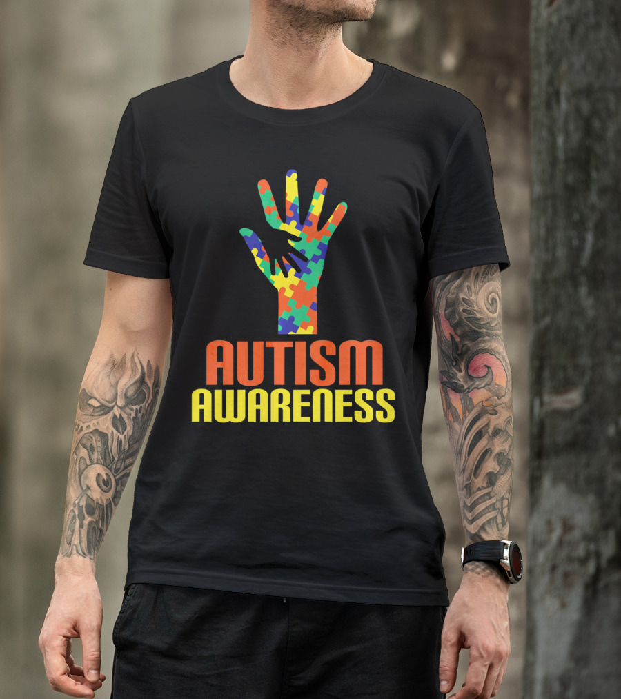 AUTISM AWARENESS Support Autism Speaks Puzzle Piece Hand T-Shirt