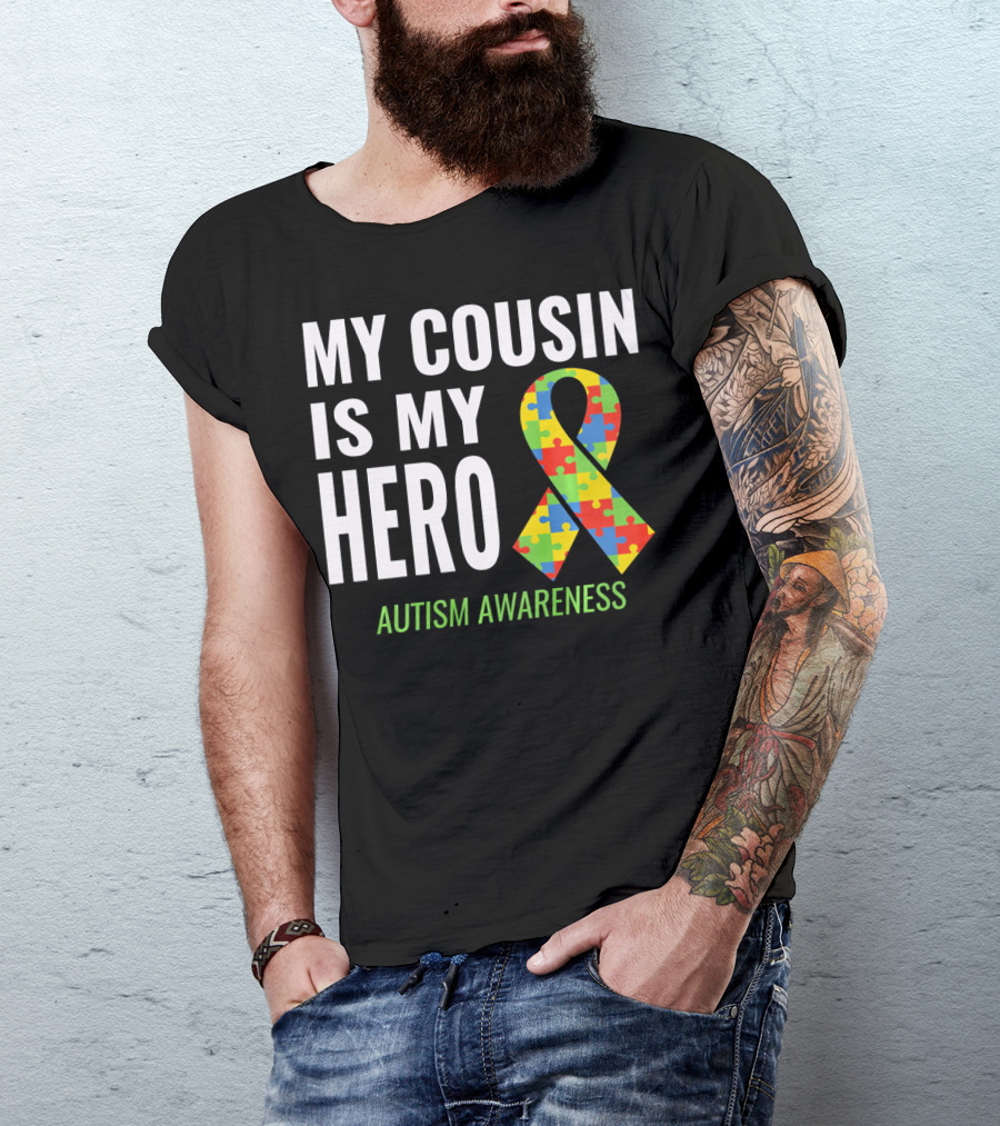 My Cousin Is My Hero Autism Awareness Puzzle T-Shirt