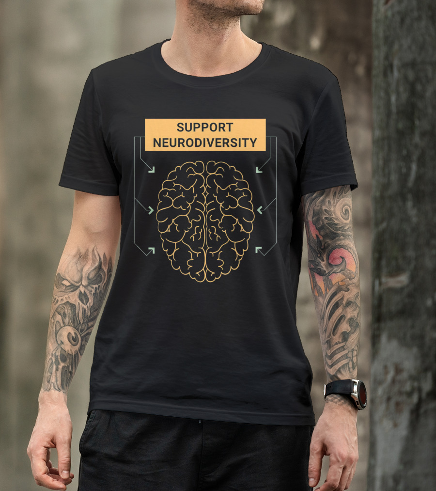 Support Neurodiversity Autism Awareness Brain Arrows T-Shirt