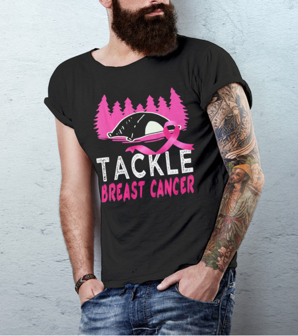 Tackle Breast Cancer Pink Ribbon Football Awareness T-Shirt